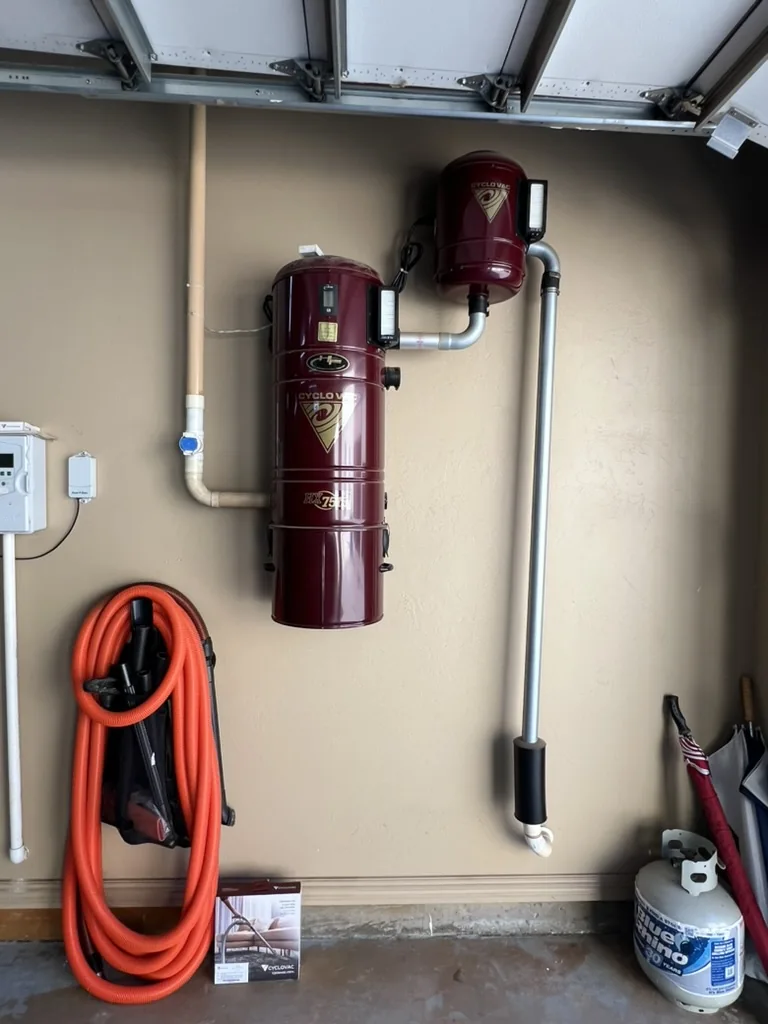 Real installed Cyclo Vac central vacuum system