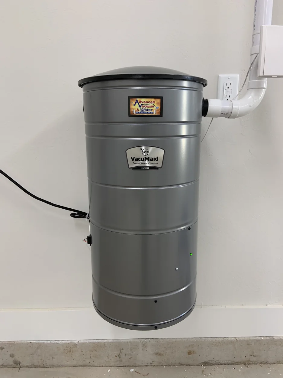 Installed central vacuum power unit in an Oklahoma home